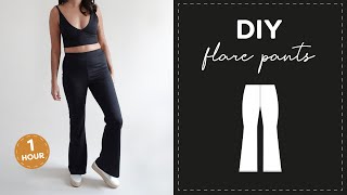 DIY Flare Pants  Sewing Pattern  Easy Elastic Waist Comfy Trouser [upl. by Ainahpets661]