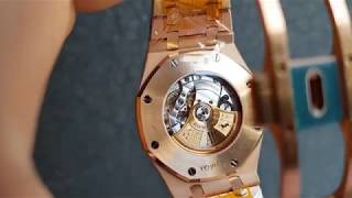 에스타임  STIME 오데마피게 로얄오크 로즈골드 블루판 15400OR OO 1220OR 03 무브먼트 보기  AUDEMARS PIGUET ROYAL OAK [upl. by Zizaludba]