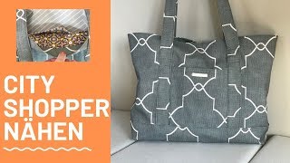 👜 Tasche nähen  DIY TOTE BAG  mit Innenfutter  mit Außen  Innentaschen einfache Nähanleitung [upl. by Erinn113]