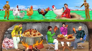 Underground Thief Chicken Curry Cooking Chicken Biryani Fry Street Food Hindi Kahaniya Moral Stories [upl. by Alegna]