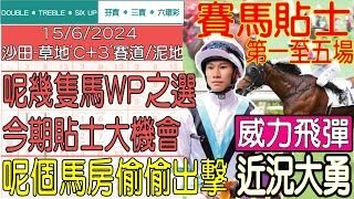 【賽馬貼士提供】2024年6月15日 沙田 第一至五場 呢幾隻馬WP之選 今期貼士大機會 威力飛彈 近況大勇 賽馬貼士 賽馬 賽馬投注 賽馬分析 [upl. by Chemesh149]