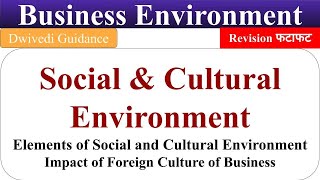 social and cultural environment elements of social and cultural environment business environment [upl. by Ragland143]