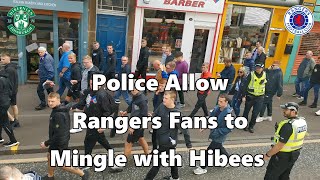 Police Allow Rangers Fans to Mingle with Hibees  Hibs 2  Rangers 2  20 August 2022 [upl. by Saeger]