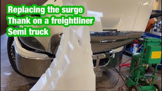 changing a surge tank on freightliner truck [upl. by Airetnuhs]