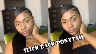 Slick Back Ponytail W Weave [upl. by Lesley]