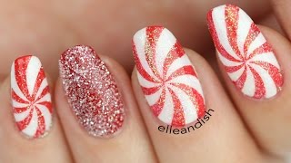 HOLIDAY GIVEAWAY 4  FROSTED PEPPERMINT NAIL ART [upl. by Nolra]