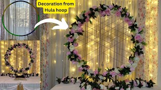 Ganpati decoration 2023  Hula Hoop Decoration  Flower decoration ideas home DIY  Simple and easy [upl. by Nottnerb]