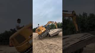 Excavator Offloading Gone Wrong Damaging the Truck Tire [upl. by Oznarol]