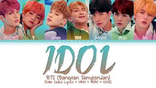 BTS 방탄소년단  IDOL Color Coded LyricsHanRomEng [upl. by Allimrac366]