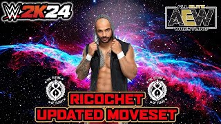 WWE 2K24 Ricochet AEW Updated Moveset  Superstar Settings [upl. by Bellaude]