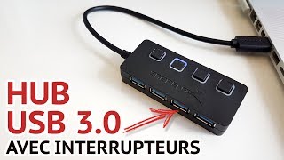 ACCESSOIRE INDISPENSABLE POUR UN GEEK  HUB USB 30 AVEC INTERRUPTEURS [upl. by Davida532]