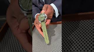 Panerai Luminor 1950 GMT Green Dial MS Dhoni Edition Watch PAM01056 Review  SwissWatchExpo [upl. by Kohl]