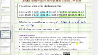 Ex Interpret the Mean and Standard Deviation of Two Data Sets [upl. by Tabbie]