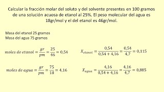 Cálculo de la fracción molar ejercicio 1 [upl. by Lozano]