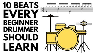 10 Drum Beats EVERY Beginner Drummer Should Learn  Sheet Music [upl. by Rudman]