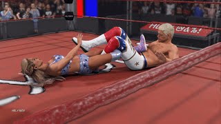 WWE2K24 Intergender Steel Cage Match Mickie James v Cody Rhodes v Charlotte Flair v Jake the Snake [upl. by Werdn]