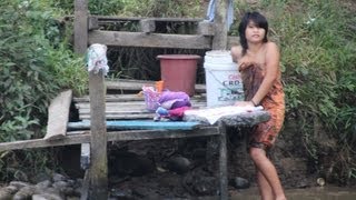 Boat trip at the river in Mulu NP Sarawak  Borneo [upl. by Idnil]