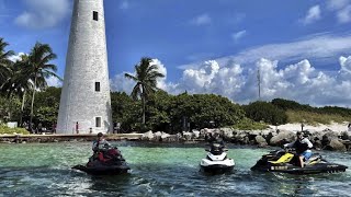 Miami  Key Biscayne  Stiltsville  Fowey Rocks Lighthouse  74 Mile PWC JetSki Ride [upl. by Ainocal]