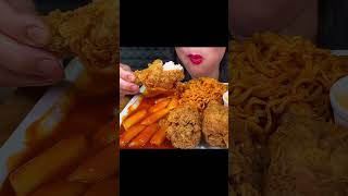 ASMR SPICY NOODLES TTEOKBOKKI FRIED CHICKEN EATING SOUNDS [upl. by Berni279]