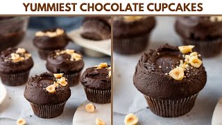 Chocolate Cupcakes With Chocolate Buttercream Frosting Easy Fluffy Cupcakes with Eggless option [upl. by Varick]