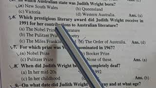 most important mcqs on Judith Wright and The Company of Lovers 6th semester [upl. by Anilec]