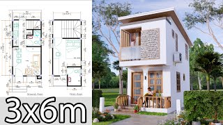 Two Storey Tiny House Plan 3x6 Meter Shed Roof Full Detailing [upl. by Neitsirk36]