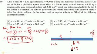 A bar of mass 1 Kg and length L02m is lyings on a horizontal frictionless surface one end of the [upl. by Rhody]