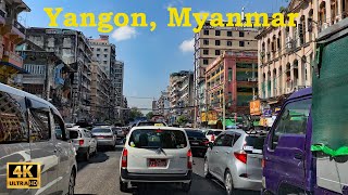 Driving Downtown Yangon Myanmar PreCOVID 19 in 4K [upl. by Cardie]