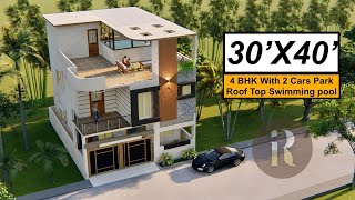 30X40 Duplex House design  1200 Sqft House Plan  9X12 Meters House Design with walkthrough [upl. by Arreip]