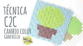 Tutorial Técnica C2C  Cambiando de color  Ganchillo  Crochet  Lanas y Ovillos [upl. by Carlin]