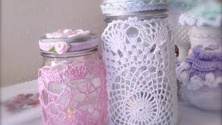 Retro Craft Quick and Easy Doily Decorated Jar [upl. by Digdirb]