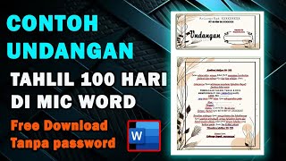 CONTOH DESAIN UNDANGAN TAHLIL 100 HARI FULL KERTAS 🔥 Free Download [upl. by Nomed84]