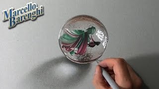 Crazy realistic DRAWING a MARBLE or glass BALL [upl. by Etireuqram]