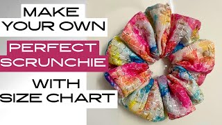 How to make a perfect scrunchie with perfect measurements  measurements for 3 sizes of scrunchies [upl. by Athallia]