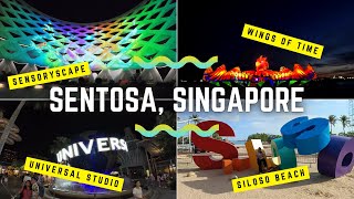 Sentosa Island Singapore Tour amp Things to do  Universal Studios Siloso Beach Wings of Time amp more [upl. by Damarra]