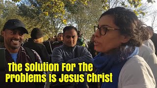 Speakers Corner  Hatun Talks To Christians About What Is The Solution For Israel And Palestine [upl. by Enirehtakyram406]