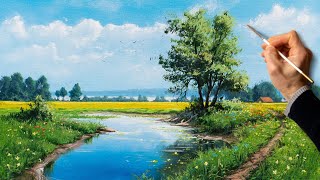 👍 Acrylic Painting  Spring Landscape  Easy Art  Drawing Lessons  Satisfying Relaxing  Акрил [upl. by Nnywg]