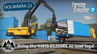 LOADING LOGS IN WOOD CONTAINERS  FS22  Forestry  Holmåkra 22  Timelapse  E21 [upl. by Acirema542]