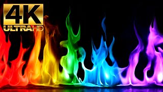 Beautiful Rainbow Flames in 4K UHD 12 Hours [upl. by Akihsal]