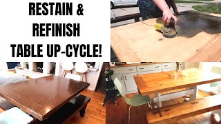 REFINISHING MY VINTAGE HARDWOOD DINING TABLE HOW TO STAIN PAINT AND UPCYCLE OLD FURNITURE [upl. by Irrot]