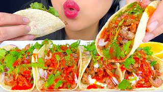 ASMR Spicy Carne Asada Tacos Eating Sounds Eating Sounds  ASMR Phan [upl. by Sikata573]