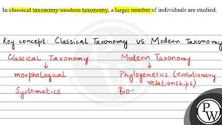 In classical taxonomymodern taxonomy a larger number of individua [upl. by Ennasirk553]