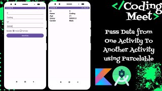 How to Pass Data from One Activity To Another Activity using Parcelable Android Studio Kotlin [upl. by Baler577]