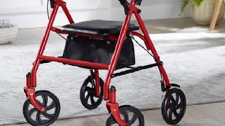 McKesson Rollator Walker with Seat and Wheels Review My Brother loved his Red Rollator Walker with [upl. by Idonah540]