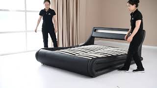 34600  Gas Lift Ottoman Bed Frame with LED Assembly [upl. by Arramahs]