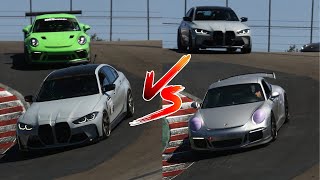 Laguna Seca Lap Battle BMW G80 M3 vs Porsche GT3 [upl. by Airitak]