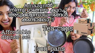 Amazon Kitchen Item Haul in MALAYALAMAffordable Kitchen amp Crockery itemsIron pan coffee mugsAsvi [upl. by Ayahc]