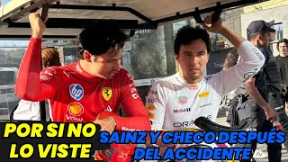 Esto no viste Así quedó el auto de Checo Pérez y Carlos Sainz Tras Choque F1 radio español [upl. by Bashee]