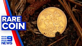 Brisbane man finds rare gold sovereign coin  9 News Australia [upl. by Tonneson]