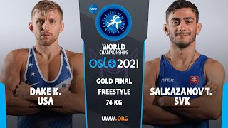 KYLE DAKE USA v T SALKAZANOV SVK  GOLD FS  74 kg [upl. by Atinyl338]